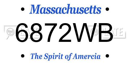 6872WB Massachusetts License Plate