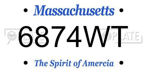 6874WT Massachusetts License Plate