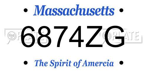 6874ZG Massachusetts License Plate