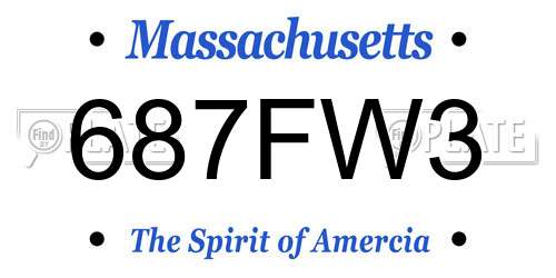 687FW3 Massachusetts License Plate