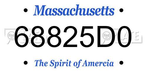 68825D0 Massachusetts License Plate