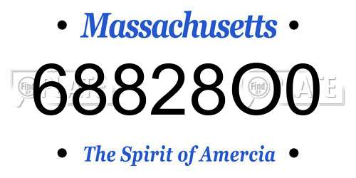 68828O0 Massachusetts License Plate