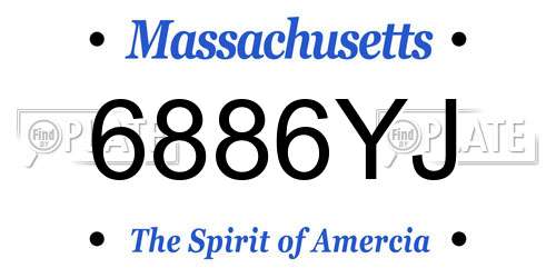 6886YJ Massachusetts License Plate