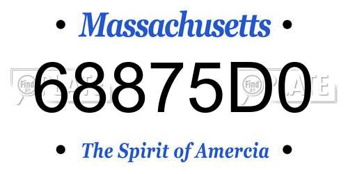 68875D0 Massachusetts License Plate