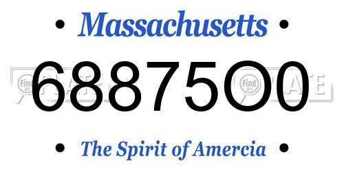 68875O0 Massachusetts License Plate