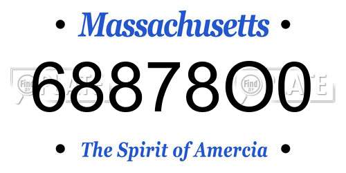 68878O0 Massachusetts License Plate