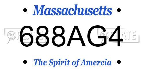 688AG4 Massachusetts License Plate