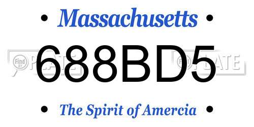 688BD5 Massachusetts License Plate