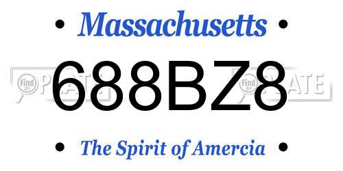 688BZ8 Massachusetts License Plate