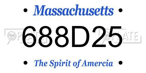688D25 Massachusetts License Plate