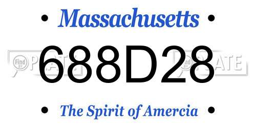 688D28 Massachusetts License Plate