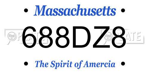 688DZ8 Massachusetts License Plate