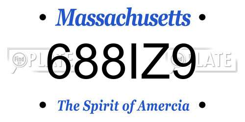 688IZ9 Massachusetts License Plate
