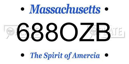 688OZB Massachusetts License Plate
