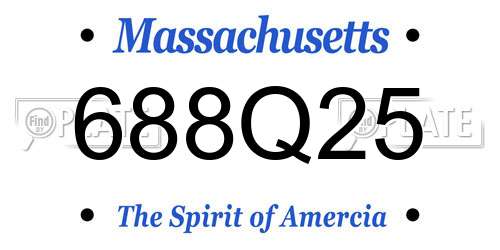 688Q25 Massachusetts License Plate