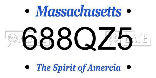 688QZ5 Massachusetts License Plate