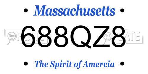688QZ8 Massachusetts License Plate