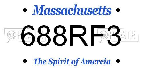 688RF3 Massachusetts License Plate