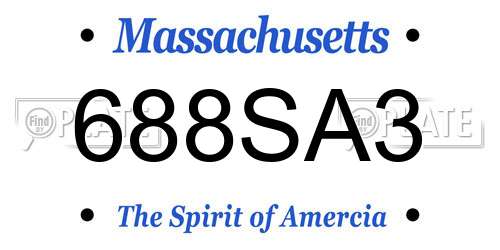 688SA3 Massachusetts License Plate