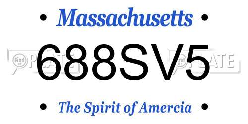 688SV5 Massachusetts License Plate