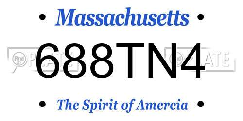 688TN4 Massachusetts License Plate