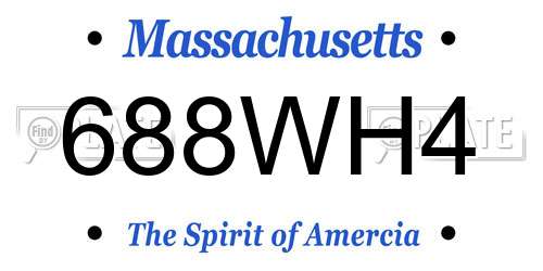 688WH4 Massachusetts License Plate