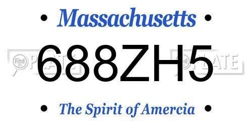 688ZH5 Massachusetts License Plate