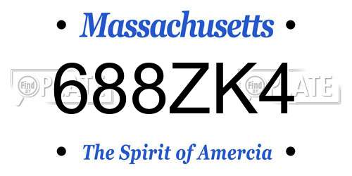 688ZK4 Massachusetts License Plate