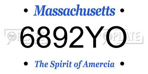 6892YO Massachusetts License Plate