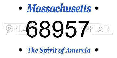68957 Massachusetts License Plate