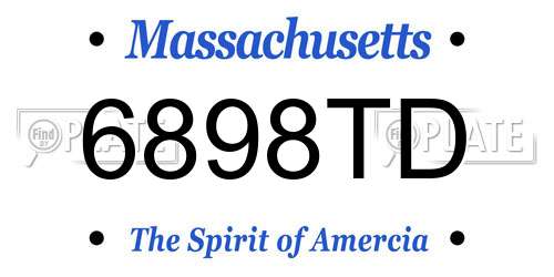 6898TD Massachusetts License Plate