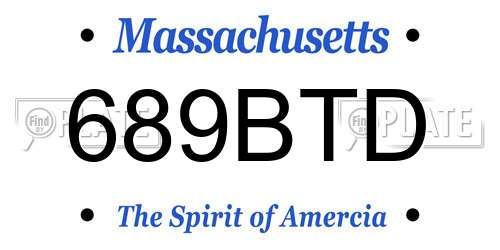 689BTD Massachusetts License Plate