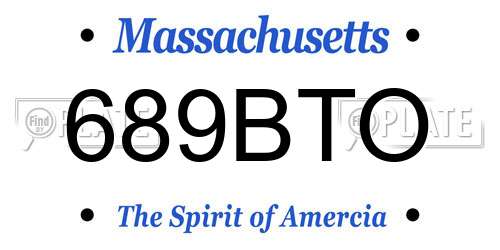 689BTO Massachusetts License Plate