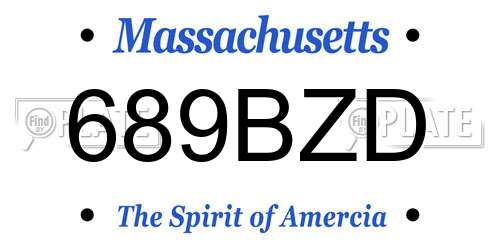 689BZD Massachusetts License Plate