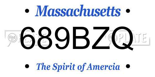 689BZQ Massachusetts License Plate