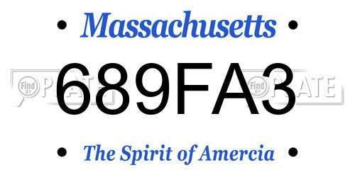 689FA3 Massachusetts License Plate