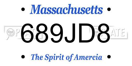 689JD8 Massachusetts License Plate