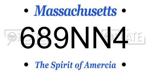 689NN4 Massachusetts License Plate
