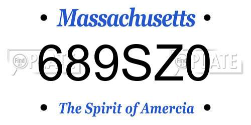 689SZ0 Massachusetts License Plate