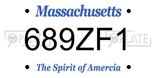 689ZF1 Massachusetts License Plate