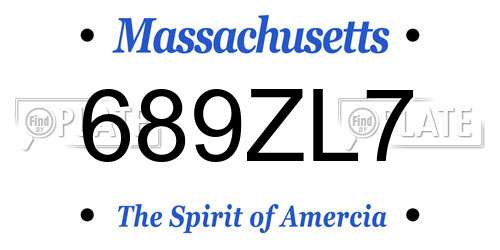 689ZL7 Massachusetts License Plate