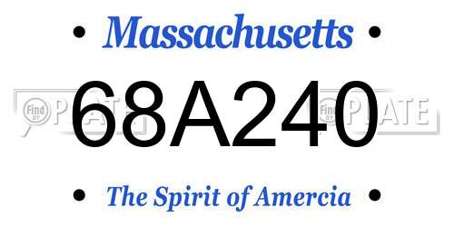 68A240 Massachusetts License Plate