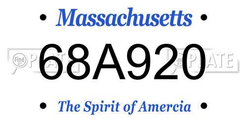 68A920 Massachusetts License Plate