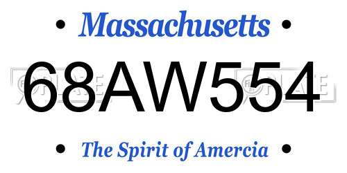 68AW554 Massachusetts License Plate