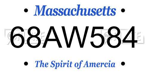 68AW584 Massachusetts License Plate
