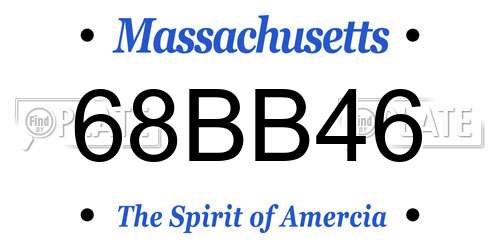 68BB46 Massachusetts License Plate