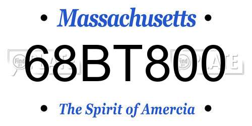 68BT800 Massachusetts License Plate