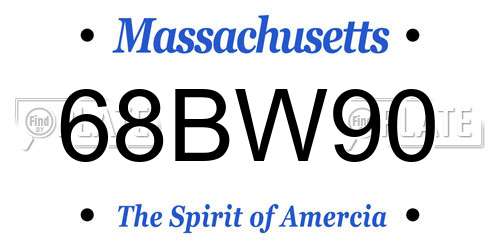 68BW90 Massachusetts License Plate
