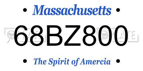 68BZ800 Massachusetts License Plate