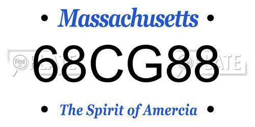 68CG88 Massachusetts License Plate